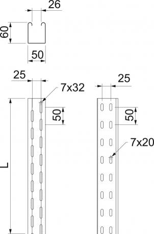 Chemin de câbles RKS 60 FS perforé fond sans moulure 3000 75 0 75