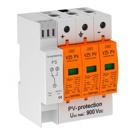 Parafoudre PV combiné V25, 900 V DC avec report d'alarme 3 | IP20