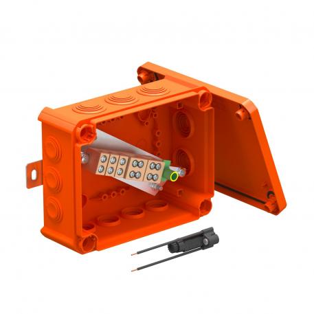 FireBox T160 mit Einsteckdichtungen, 1 Sicherungshalter 176x135x67 | 12 | IP66 | 7 x M25 5 x M32 | pastellorange; RAL 2003