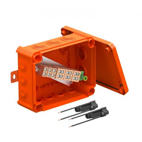 FireBox T160 mit Einsteckdichtungen, 2 Sicherungshalter 176x135x67 | 12 | IP66 | 7 x M25 5 x M32 | pastellorange; RAL 2003