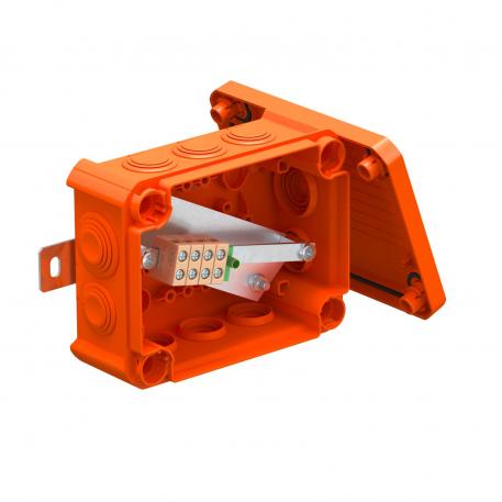 FireBox T100 mit Einsteckdichtungen, für Datentechnik, 4x4 136x102x57 | 10 | IP66 | 8 x M25 2 x M32 | pastellorange; RAL 2003